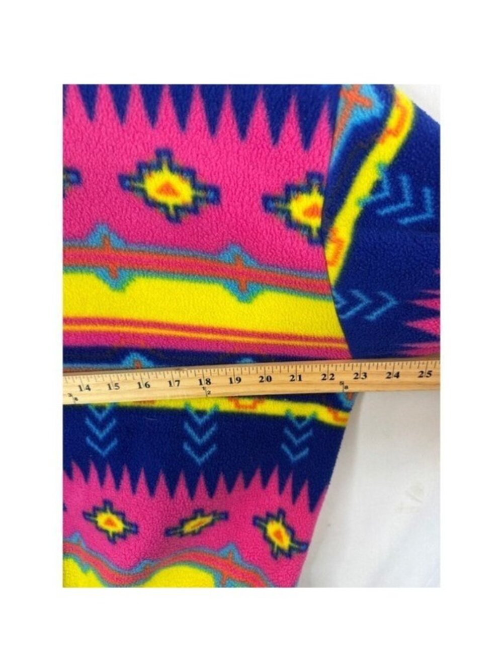 Vintage Kactus Fleece Bomber Jacket Southwestern Geometric Neon Blue Pink M - Picture 11 of 12